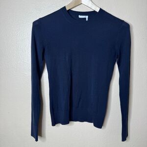 Chloe Sweater Women's Small Navy Blue Crewneck Wool Blend Pullover